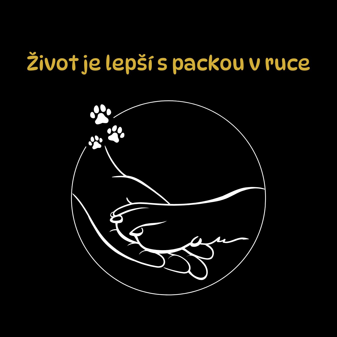 Tričko s potiskem S packou v ruce - černá