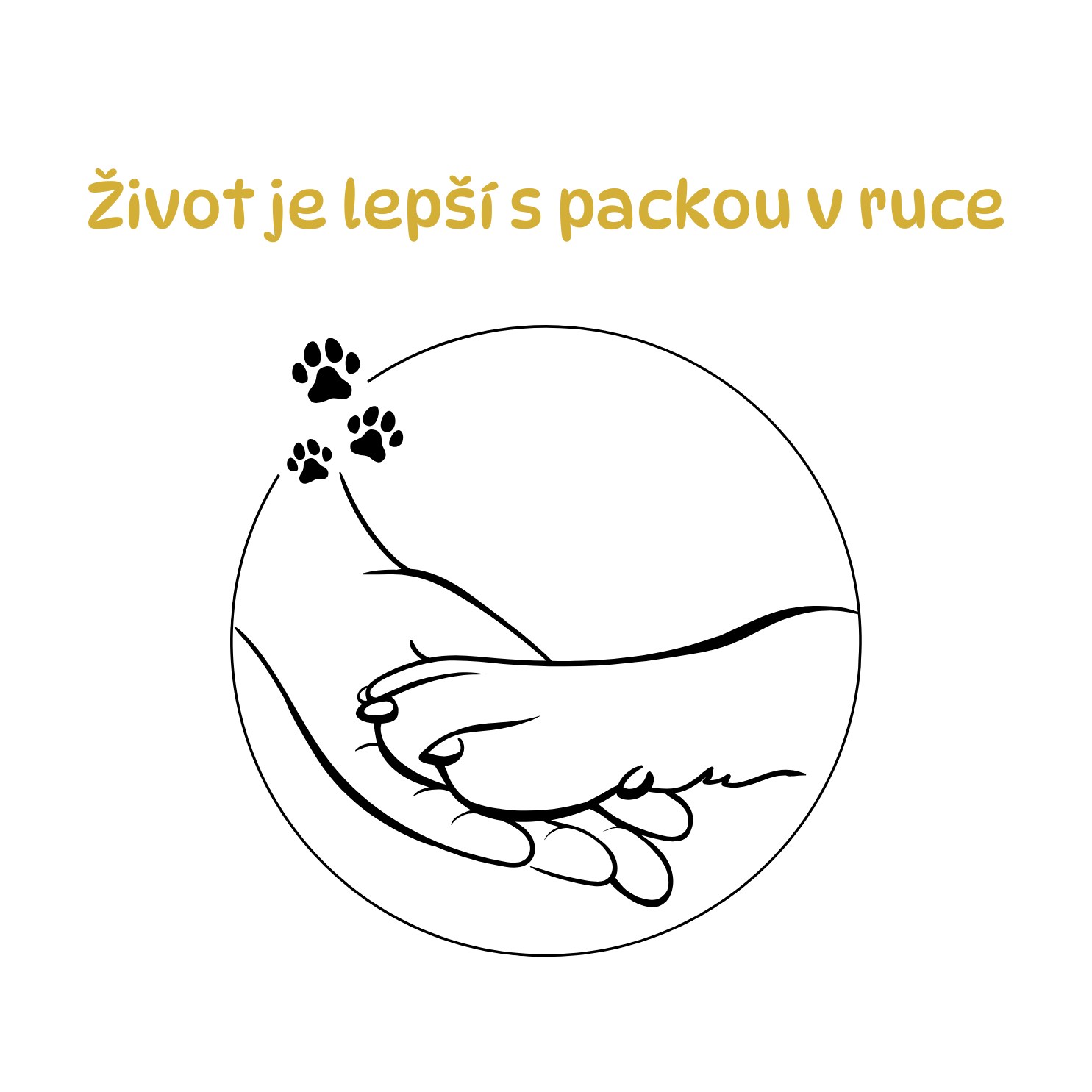 Tričko s potiskem S packou v ruce - bílá