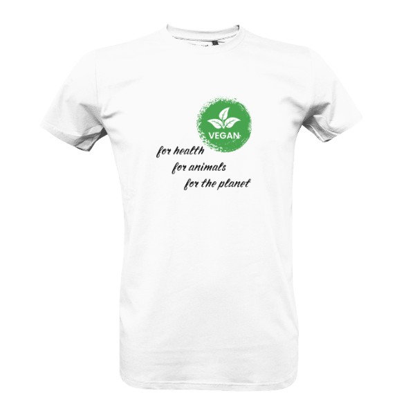 Tričko s potiskem Vegan - for health, for animals, for the planet
